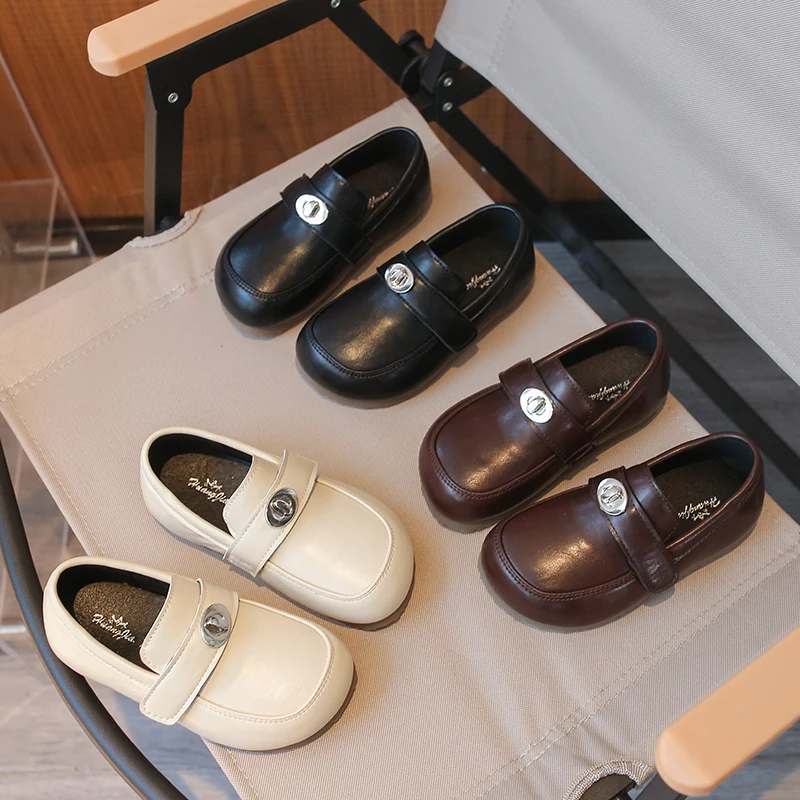 First Walker Girls Leather Loafers 2026 New Spring Toddler Mary Jane Flats Soft Sole Simple Retro Kid School Party Wedding Shoes