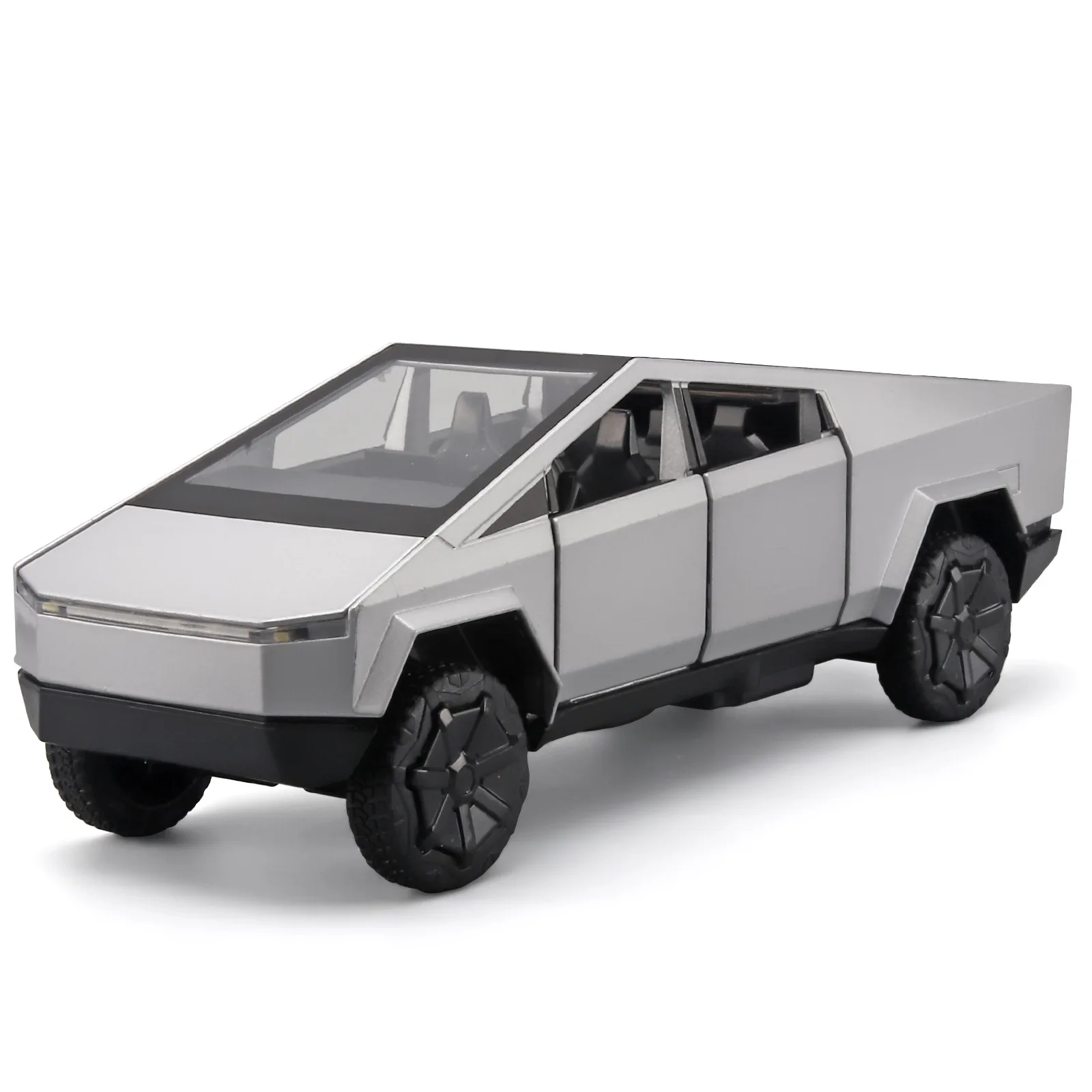 1:32 Cyberpunkowy Pickup Truck Model Ze Stopu Metalu Zabawka Samochodowa dla Dzieci Pull-Back Dźwięk LED Elektryczny Samochód Dwudrzwiowy Odlew Zabawka Prezent na Festiwal