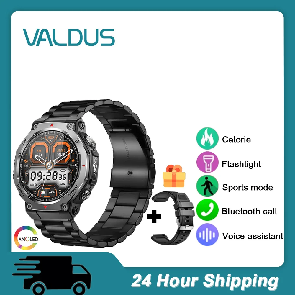 

VALDUS 2025 New VD47 Pro Smartwatch Flashlight Bluetooth Call Heart Rate Sports Mode AMOLED Outdoor Smartwatch For Android IOS