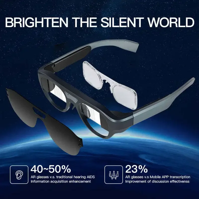 13Hot selling AI Multilingual Communication Glasses with Head-Up Display for Bluetooth Support for Voice Translation AR Hardware