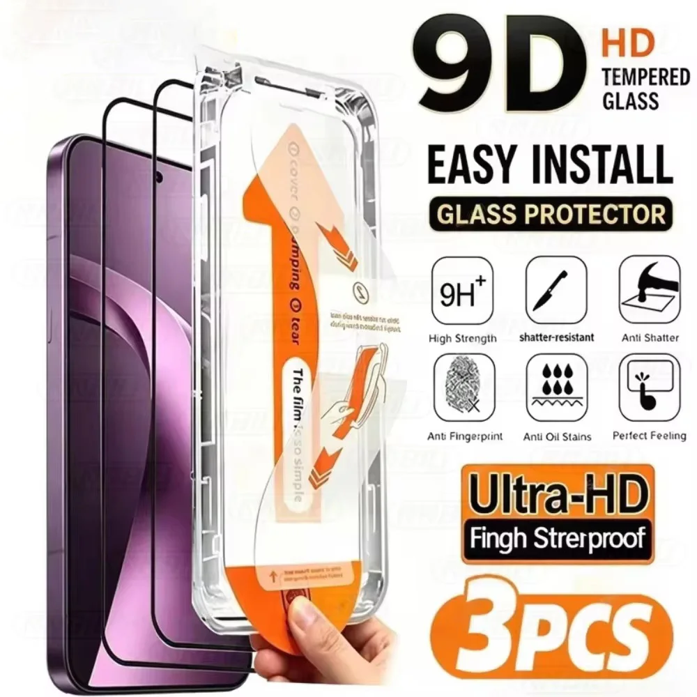 3PCS Screen Protector For iPhone 17 Pro Max 18 Pro Max 16 13 15 11 14 Plus 12 Mini 16e 7 8 XR Xs Air Easy Install Tempered Glass