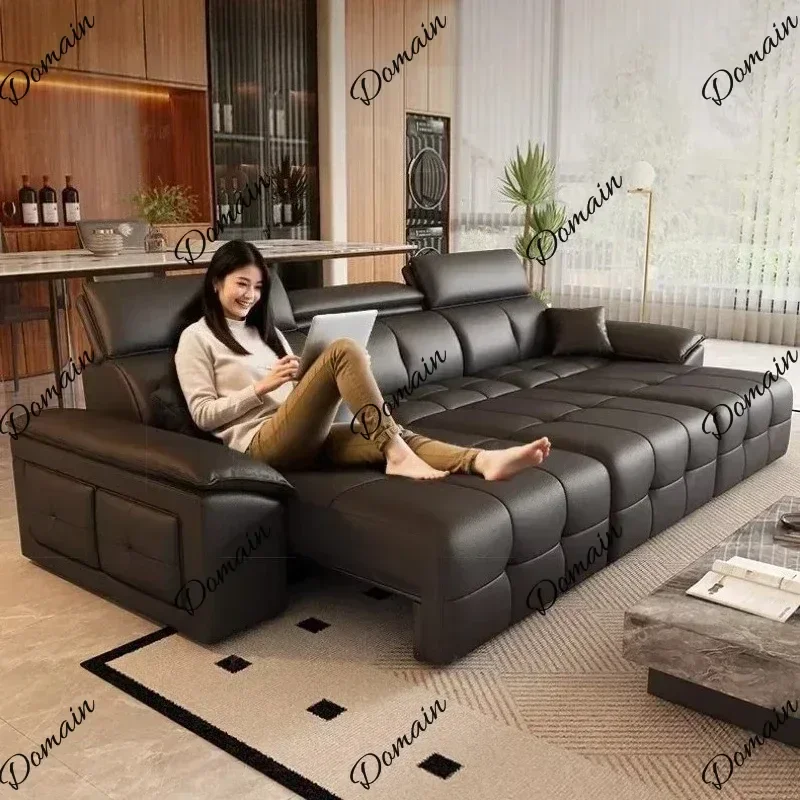 XX Luxury Modern Lawrence Retractable Couchs Multifunctional Leather Sofa Living Room Sofas And Seating Couch Bed Home Furniture