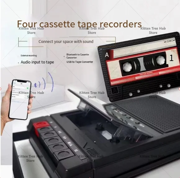 Portable Cassette Recorder Nostalgic Retro Portable Tape Player Walkie-Talkie Player Recorder and Playback All-In-One