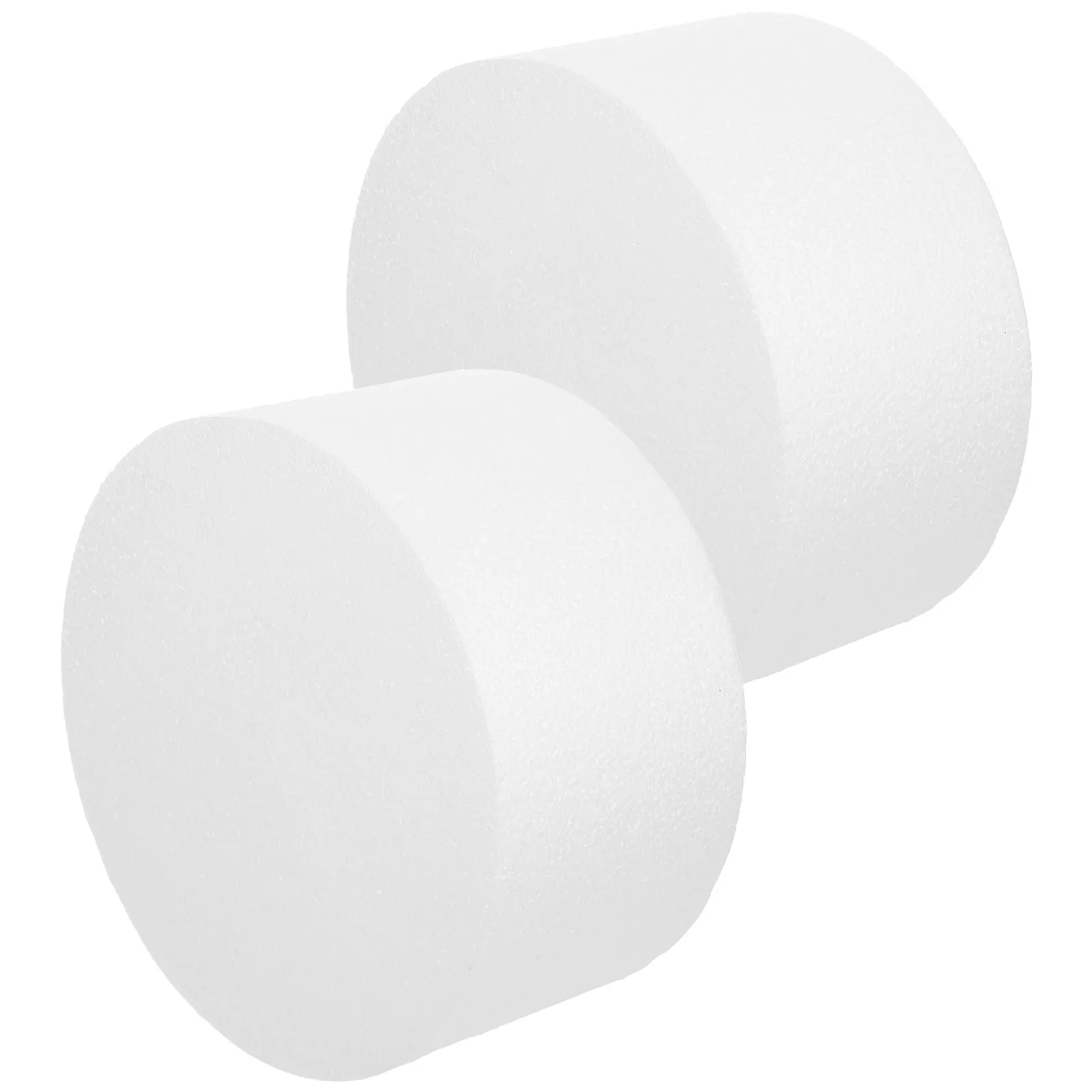 2Pcs 8 Inch Round Foam Cake Dummy White Polystyrene Cake Decorating Tool for Beginners Practice Smooth Surface Easy Clean