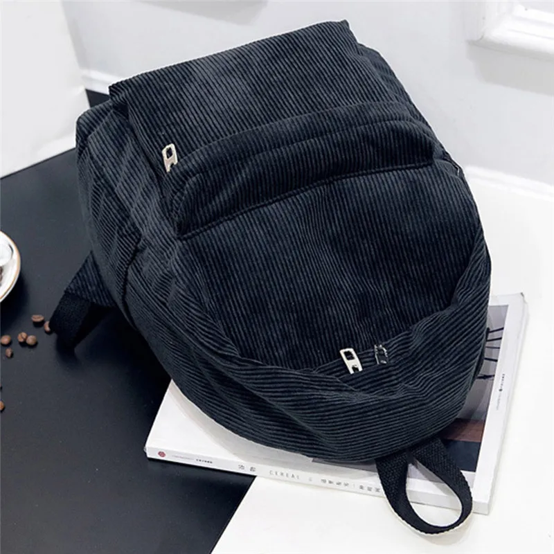 Pure Color Corduroy Backpack Fashion Women School Backpack Women Backpack Teenger Girl School Bags Female Mochila Bagpack Pack