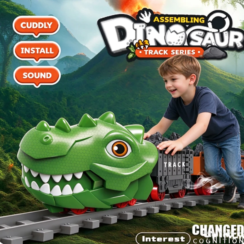 Children Electric Magic Climbing Dinosaur Track Toy Flexible Bendable Railway Track Dinosaur Truck Wheels Train Track Gifts