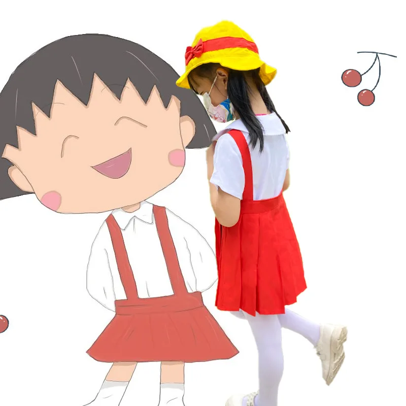 Chibi Maruko Chan Cosplay Costumes Girls School Uniforms Kindergarten Uniforms Halloween Party Costumes