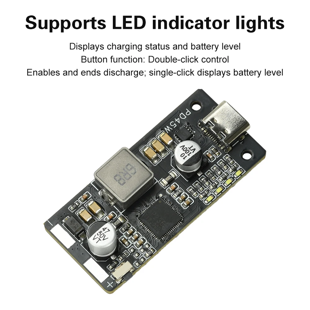 2-6S PD45W Lithium Iron Phosphate Battery Charging And Discharging Module QC2.0/QC3.0 +Output Fast Charging Type C Interface