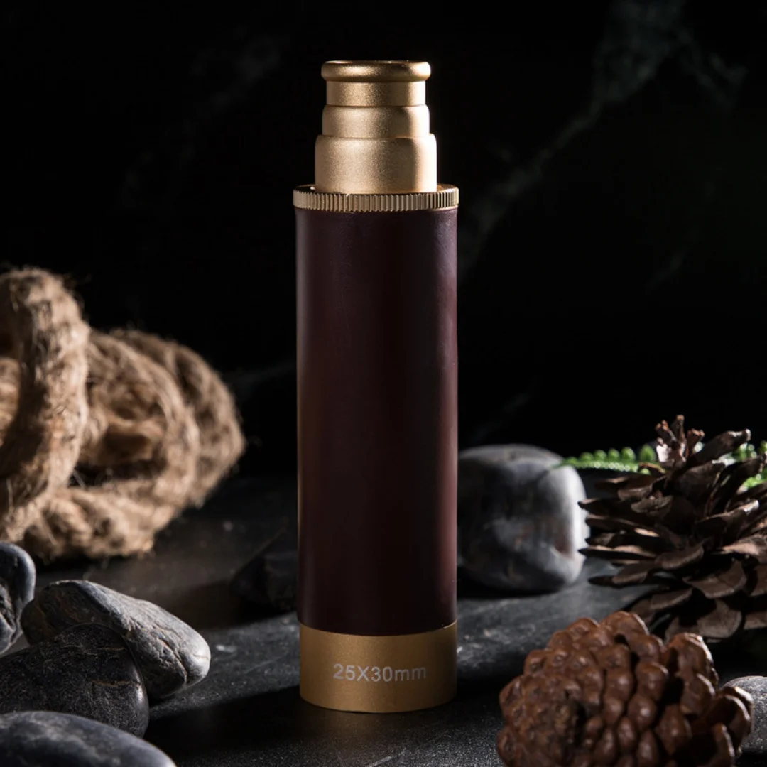 أحادي العين تلسكوب القراصنة الرجعية تصغير عالية الطاقة HD التخييم في الهواء الطلق الحرفية الألمانية مع حقيبة جلدية الراقية هدية العيد