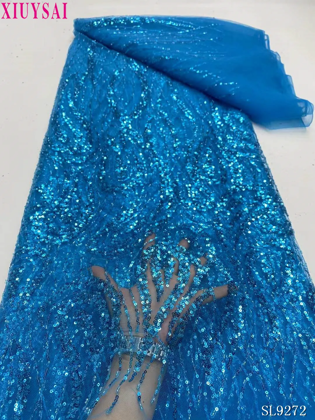 

African Organza Lace Fabric 2025 High Quality French Heavy Bead Lace Fabric Nigerian Tulle Sequins Lace Fabric for Luxury Dress