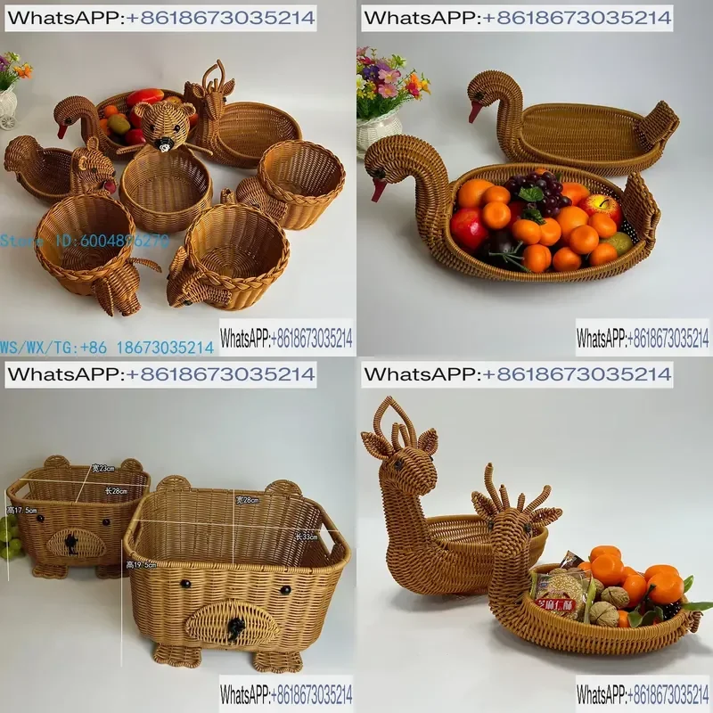 1pcs Creative Handmade Imitation Rattan Woven Storage Basket Cute Small Size Organizer for Home Decor Desktop Sundries Holder