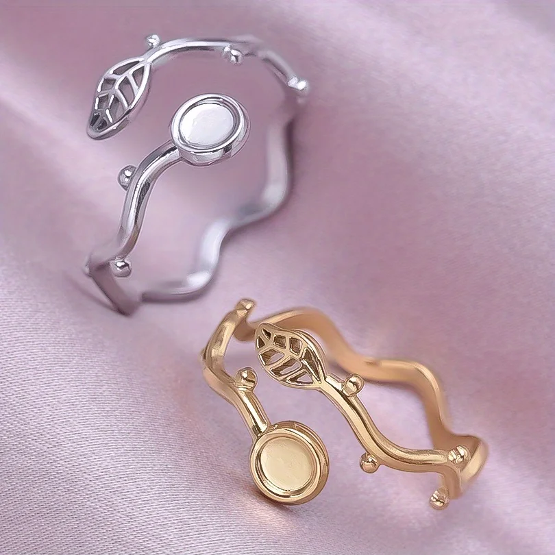 1pc Fashion personality Elegant Plant Thistles And Thorns Leaf Rings For Women Men Accessories Stainless Steel Open