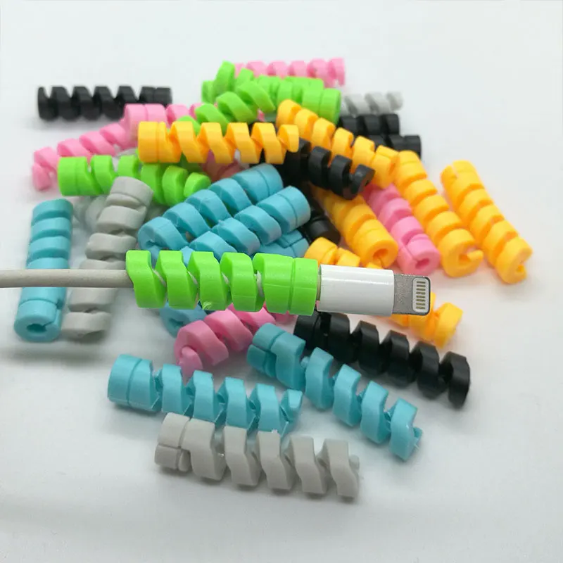 400Pcs Cable Protector For iphone Earphone Silicone Bobbin Winder Wire Cord Organizer Cover USB Charger Cable Cord Protection