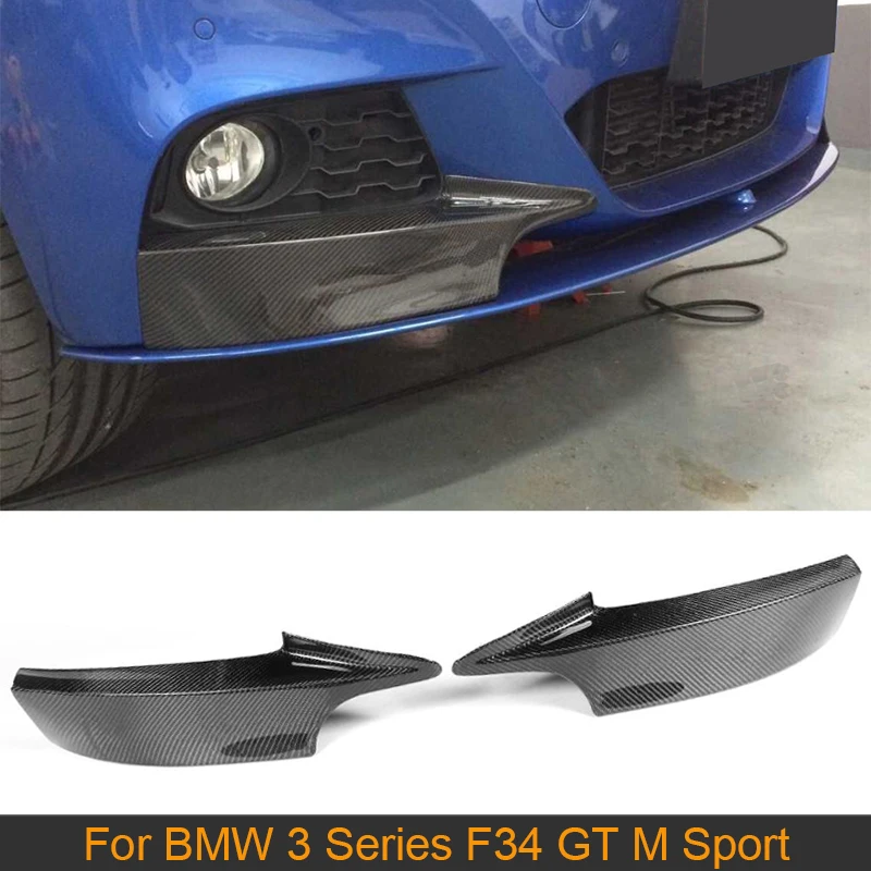 Carbon Fiber Front Bumper Splitters Lip Spoiler For BMW 3 Series F34 M Sport 335i 340i GT 4 Door 14-17 Front Splitters FRP Grey