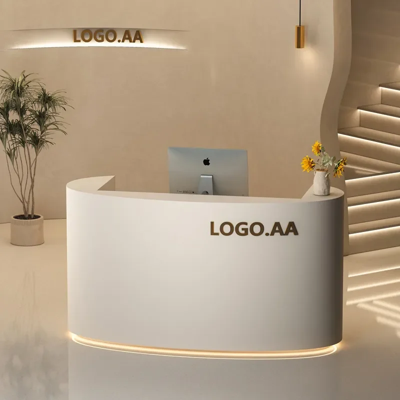 New arrive Light luxury beauty salon bar table reception desk clothing store checkout page counter store small simple cream styl