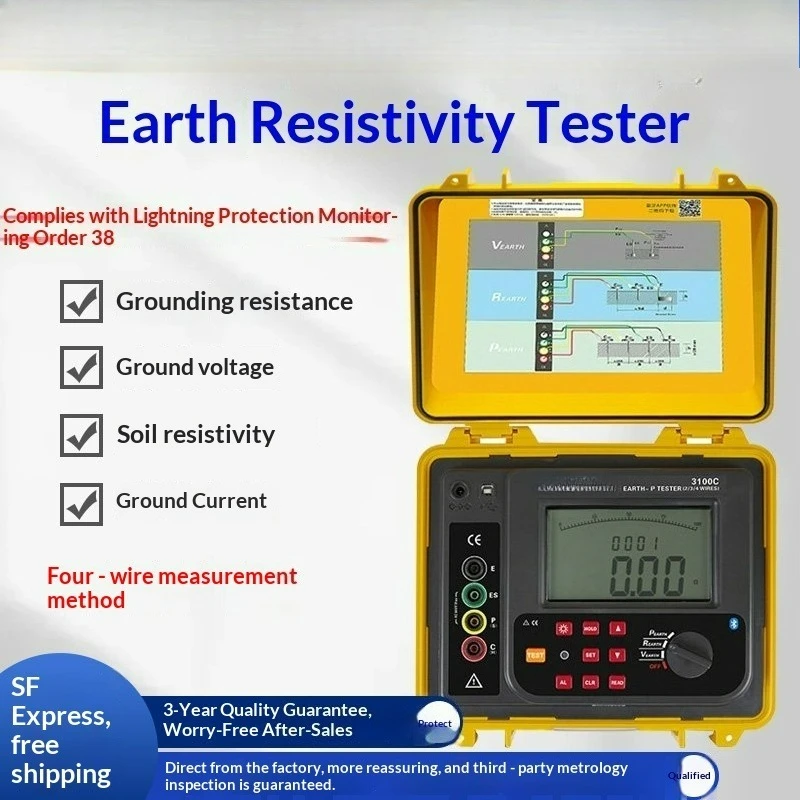 NEW ETCR3100C Digital Earth Resistance Meter 30kΩ Soil Resistivity Tester IP65 Protection Grounding Voltage AC 600V