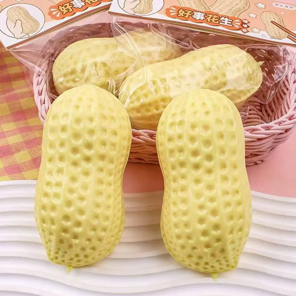 Large TPR Soft Peanut Squishy Stress Ball - Slow Rebound, Mud-like Texture, Fidget Relief Toy ﻿