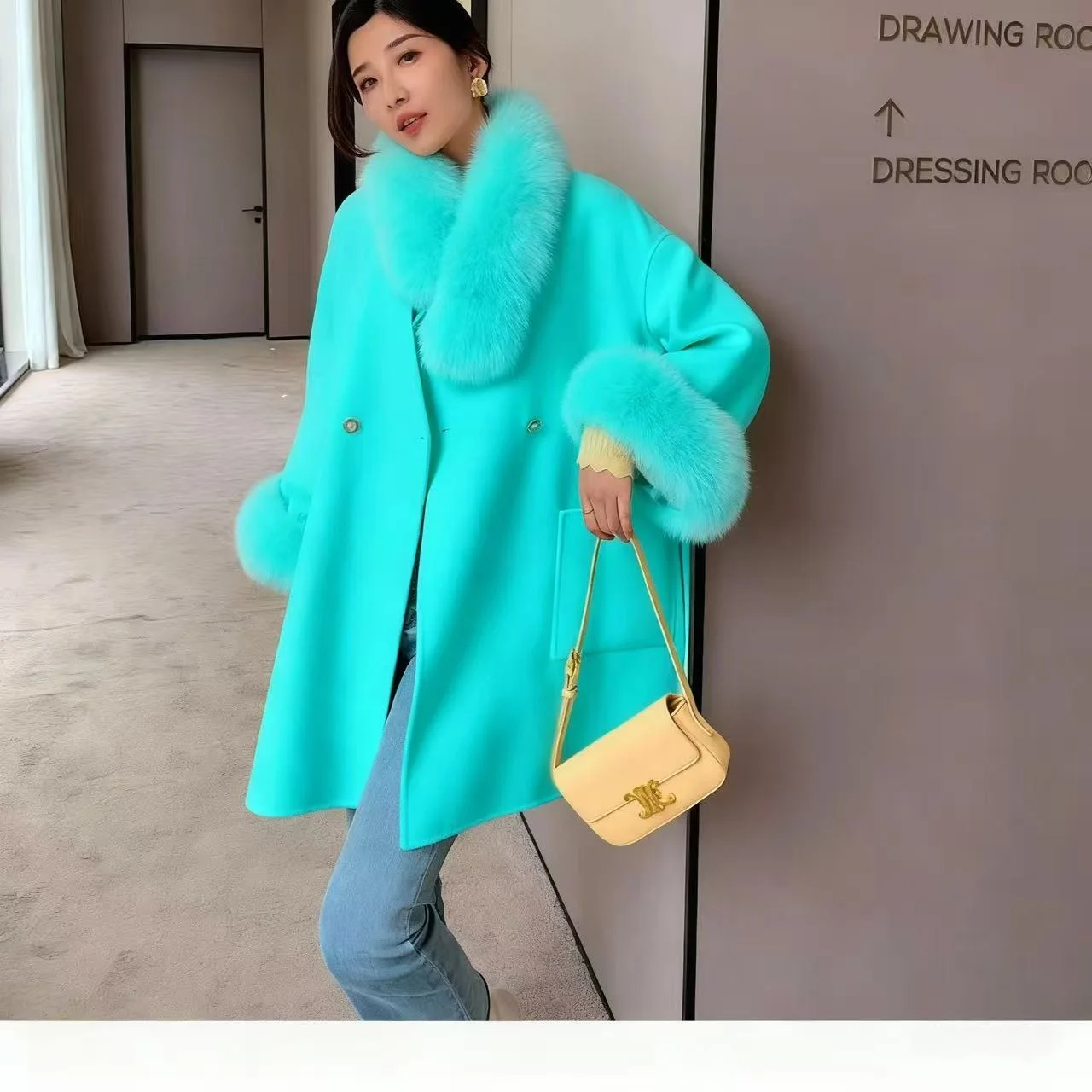 

Новое зимнее шерстяное пальто женское средней длины с воротником-хомутом, элегантное, высококачественное, утепленное, для повседневной носки, с узлом