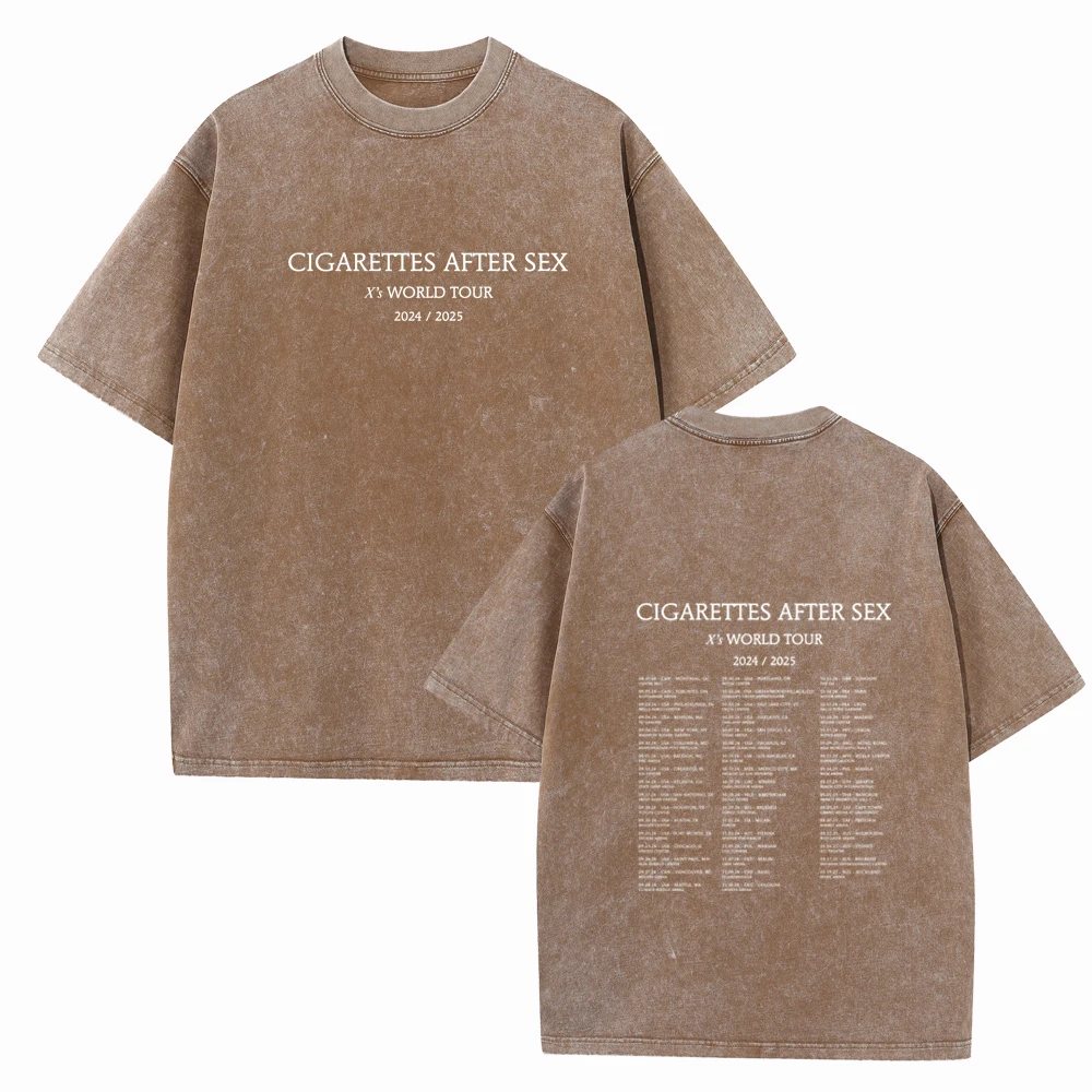 Cigarettes After Sex X's World Tour 2024 Vintage Harajuku Summer Music Fans Gift Short Sleeve Cotton O-Neck Shirts Casual Unisex