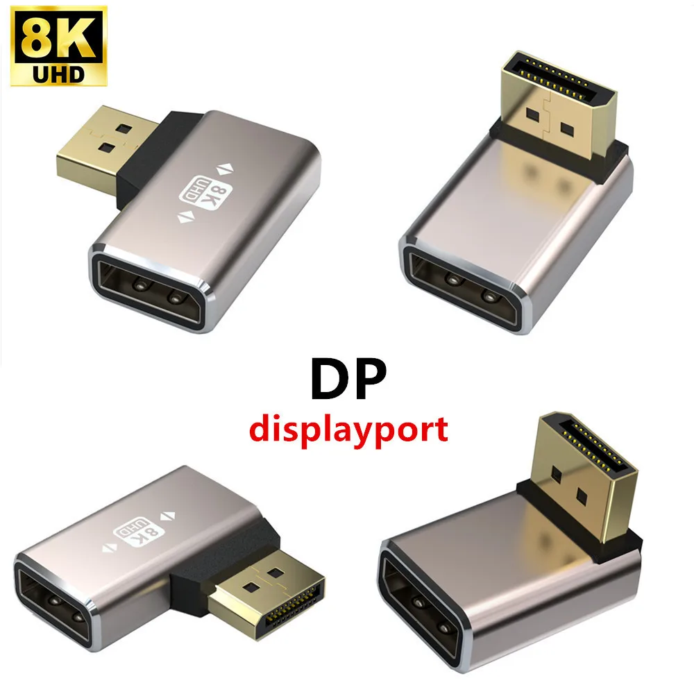 DP male-to-female 90 degree right Angle Elbow Computer Graphics Card Display Displayport converter 4K144hz HD steering head 8k