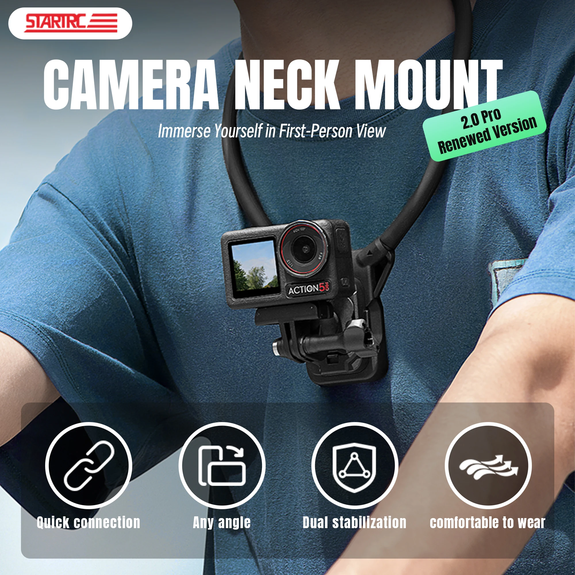

Крепление на шею камеры для экшн-камер OSMO 360/Pocket 3/Action 5 Pro/Insta360 Универсальный магнитный шейный ремень с нагрудным ремнем
