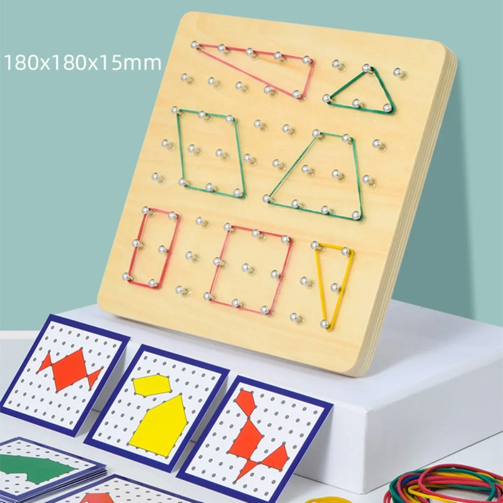 Montessori Houten Spijkerplanken Set Geo Board Geschenken Graphics Wiskunde Patroon Blokken Elastiekjes Met Kaarten Baby Creatief Speelgoed