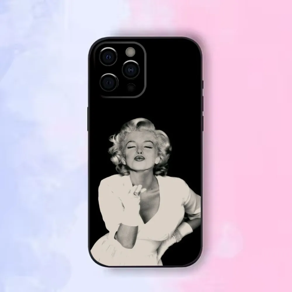 Sexy Girl M-Marilyn M-Monroe Phone Case For iPhone16,15,14,13,12 Mini 11 Pro XR,X,XS,MAX 7,8 Plus Silicone Cover Soft Black