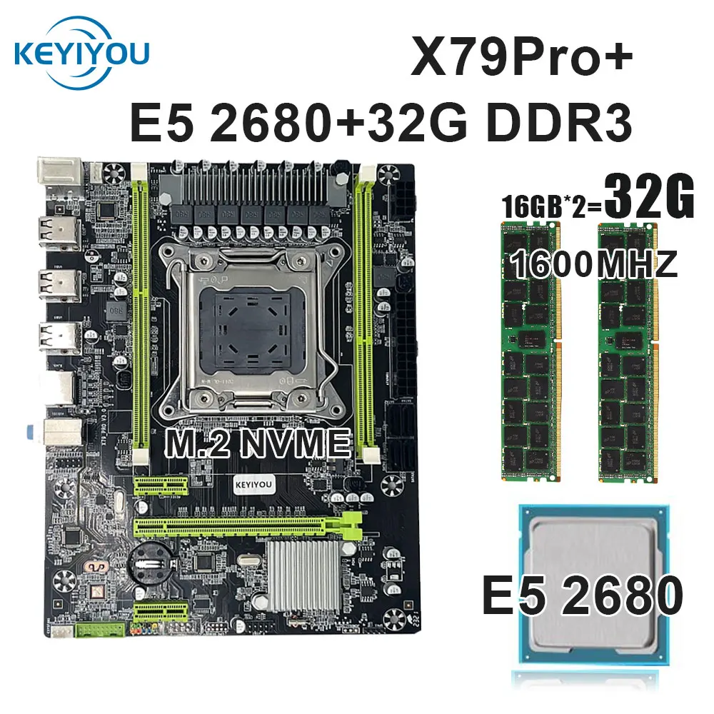 

KEYIYOU X79Pro motherboard Set X79 Set LGA 2011 V1 V2 Xeon E5 2680 2.7GHz 20M Cache 8 GT/s with 32GB DDR3 ECC REG RAM XEON kit