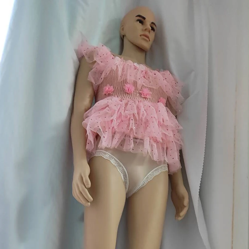 

Розовое кружевное сетчатое платье с бантом, тонкие многослойные оборки, милые топы, мини-платье JSK для переодевания, ABDL, пышное платье принцессы из тюля