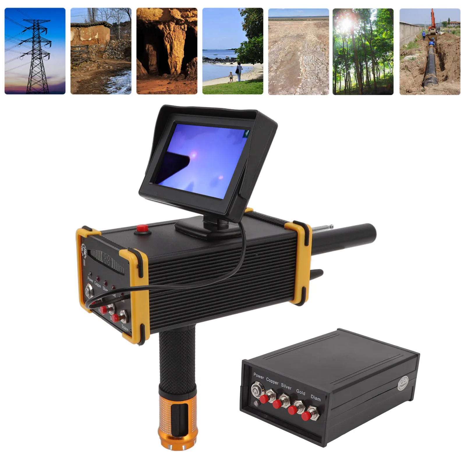 15m  Metal Detector Gold Finder Metal Scanner Device Search Range 1000m with GR8000 Screen Yellow  Metal Scanner Device
