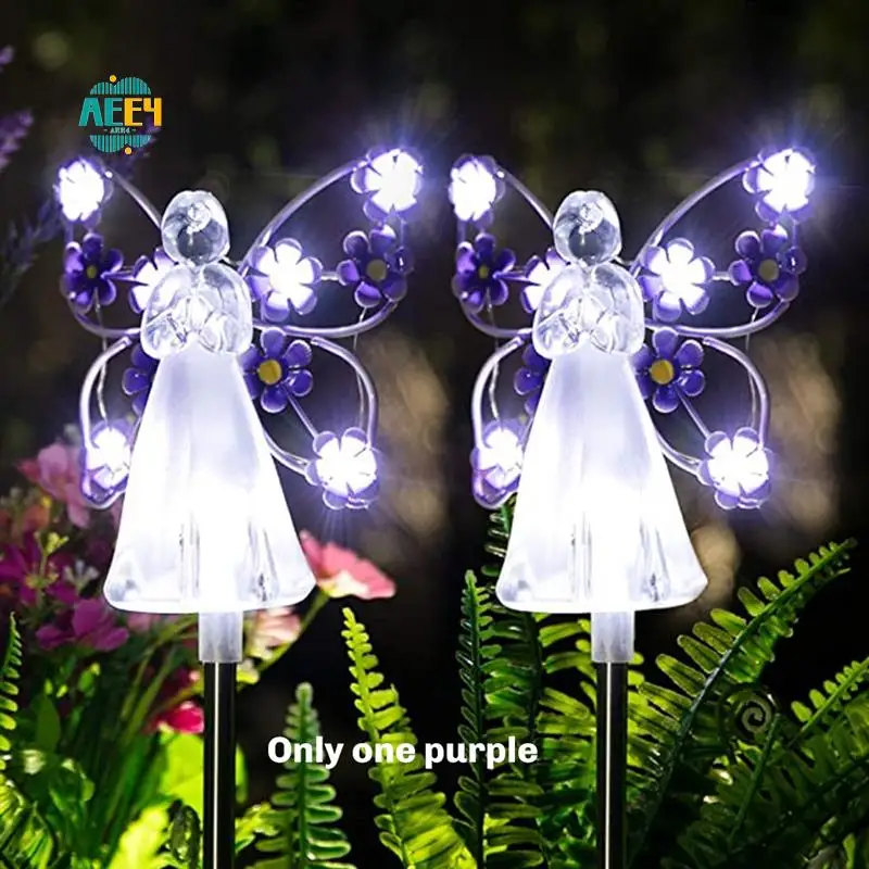 

AEE4-Waterproof Solar Angel Lights Outdoor Angel Fairy Landscape Lights LED Solar Transparent Ground Plug Lights Decoration