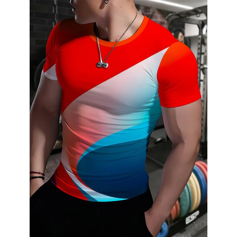 Men's Crew Neck FitnessTCasual tight-fitting quick-drying breathable high-elasticity slim-fit short-sleeved shirt