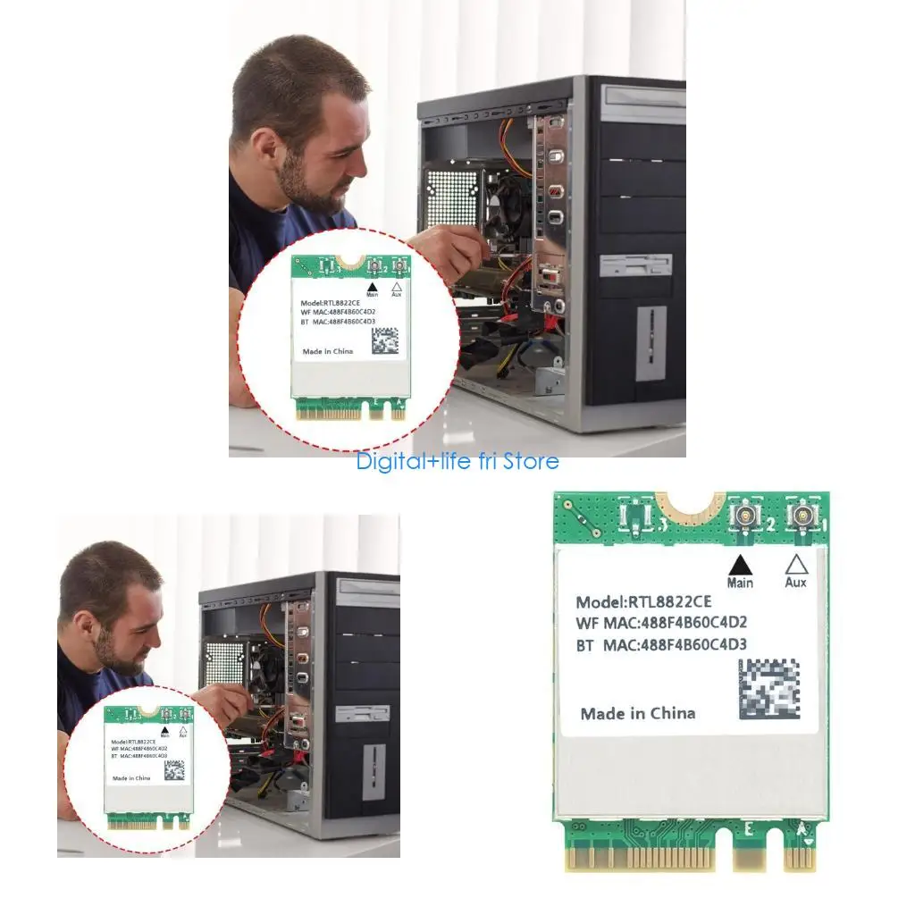 

E06D RTL8822CE M.2 Wireless Networking Adapter Double Band 2.4GHz 5GHz Easy Installation DIY Computer Upgrades