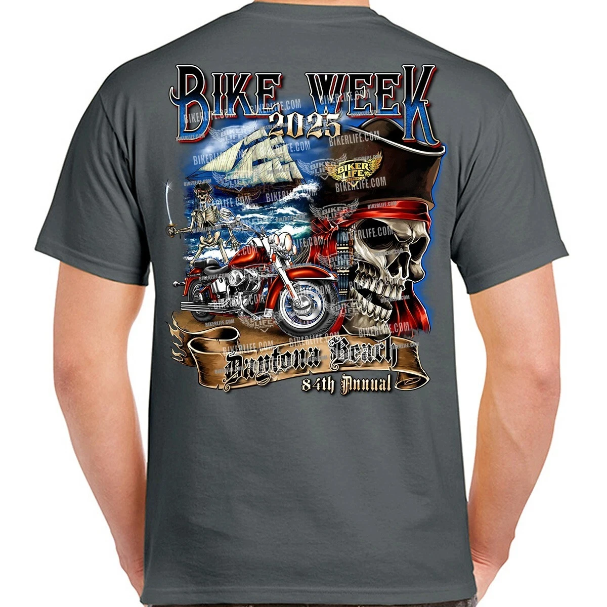 2025 Bike Week Daytona Beach Shipwrecked Pirate T-Shirt High-end Luxury Unisex Style Both of Men and Women