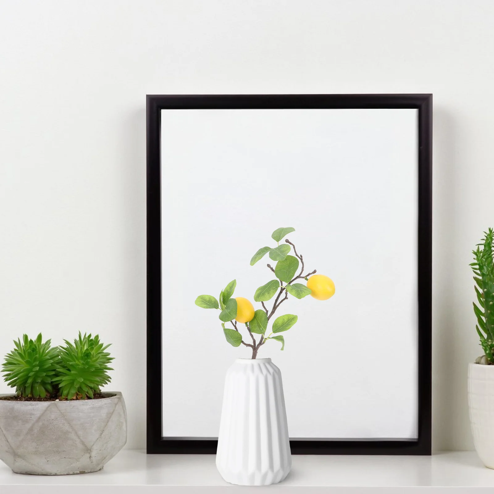 

2Pcs Fake Lemon Branch High Simulated Plastic Cutting Branch for Home Decor Kitchen Decor Vase DIY Adornment Festive Atmosphere