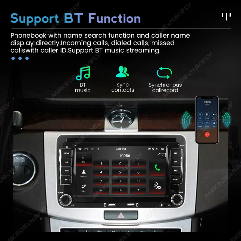 Navifly Android 15 Wireless CarPlay  Auto GPS Navigation 4K Player FM For Volkswagen Golf 5 6 Polo Passat B6 B7 CC Skoda Jetta