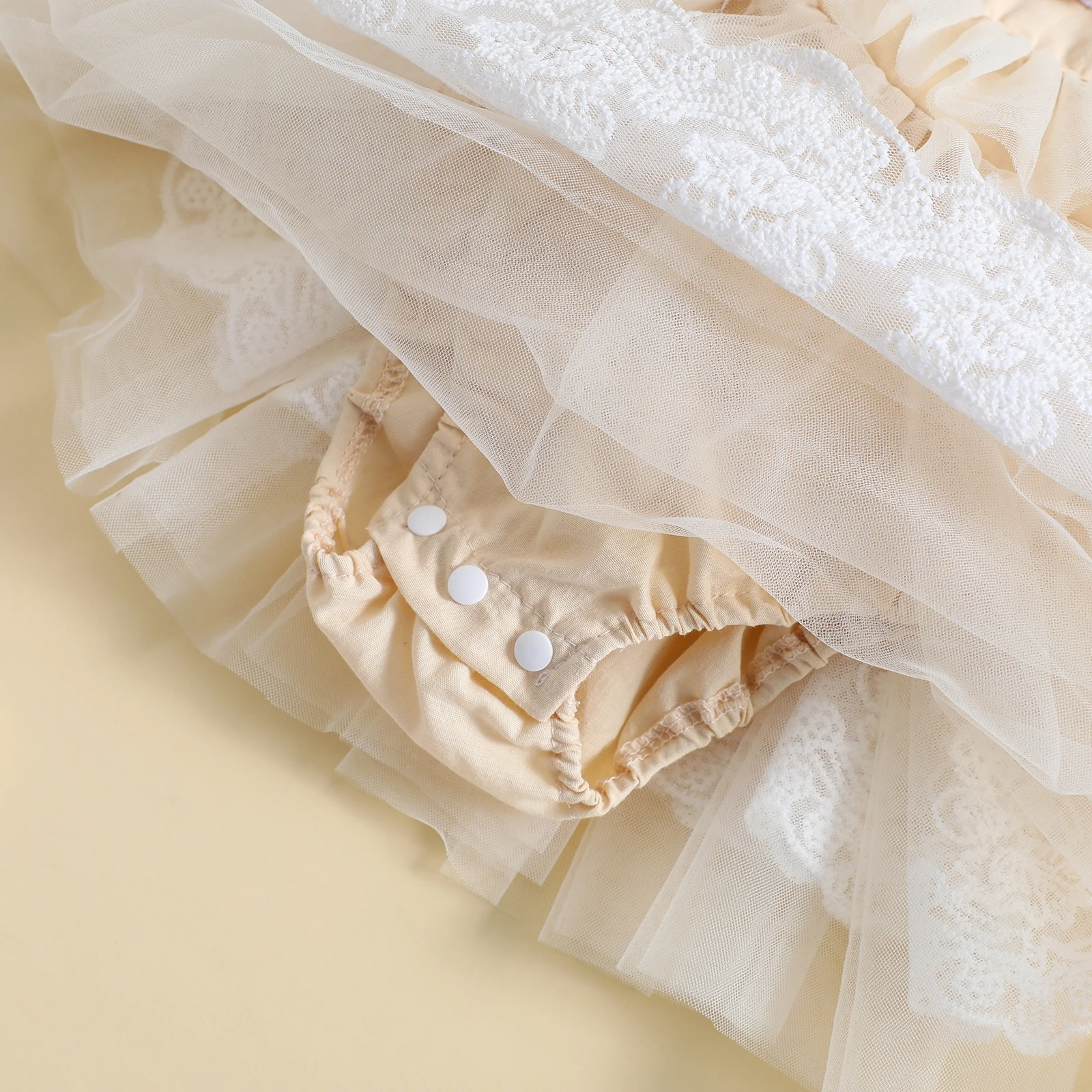 0-18M Baby Girls Princess Romper Dress Fly Sleeve Crew Neck Flower Lace Tulle Patchwork Lace Bodysuits Dresses