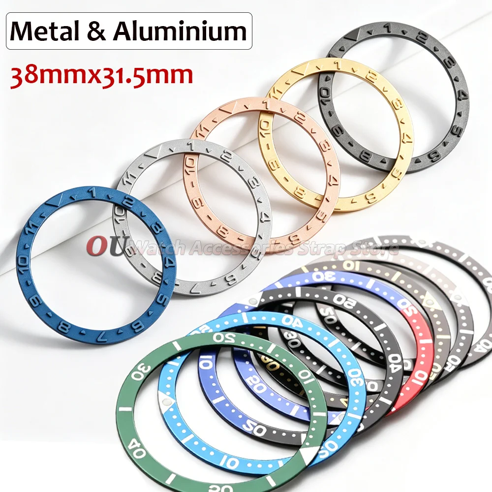 31.5x38mm Aluminium Bezel for SKX007 SKX009 SRPD Metal Watch Bezel Insert Ring Slope for NH35 NH36 Diving Watch Part Accessories