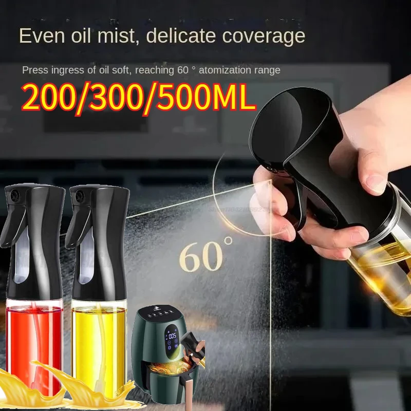 Olla pulverizadora de aceite de 200/300/500 ML, botella pulverizadora de aceite de oliva comestible para el hogar, tanque de aceite nebuloso atomizado, botella pulverizadora para freidora de aire, 1 ud.