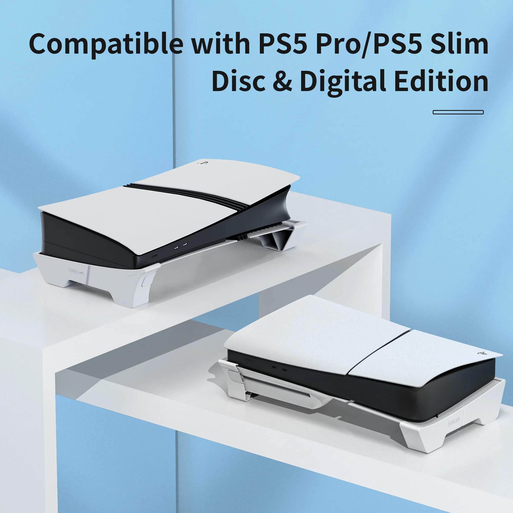 Horizontal Stand Compatible with PS5 Pro/PS5 Slim Console, Base Stand Accessories for PlayStation 5 Slim/Pro Disc & Digital Edition(Not for PlayStation 5 2020)