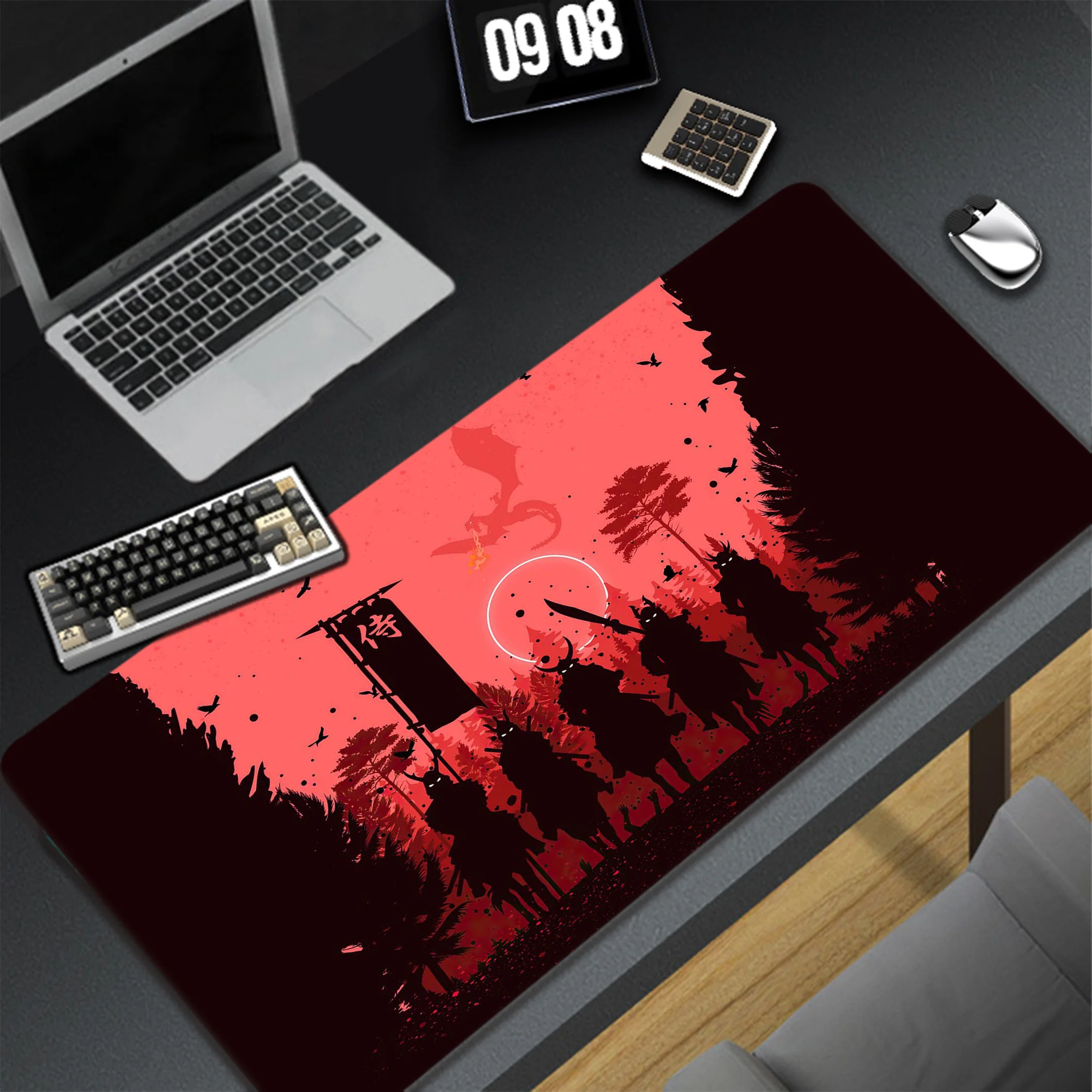 Japanese Style Large Mouse Pad Gamer Mousepad Notebook Office Accessories For Desk Mat Game Locking Edge Keyboard Pads 900x400mm