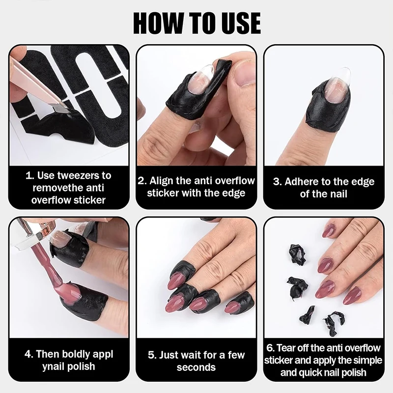 10-50 Stück Anti-Splash Nagellack-Aufkleber Abklebeband Überlaufschutz U-förmige Nagelform zum Schutz der Finger und der Haut – Detail 2