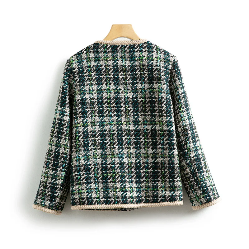 Tweed Wool Spring And Autumn Small CC STYEL Jacket Avocado Green Short Jacket 2024 New Tweed Spring Top Women\'s Tweed Jacket