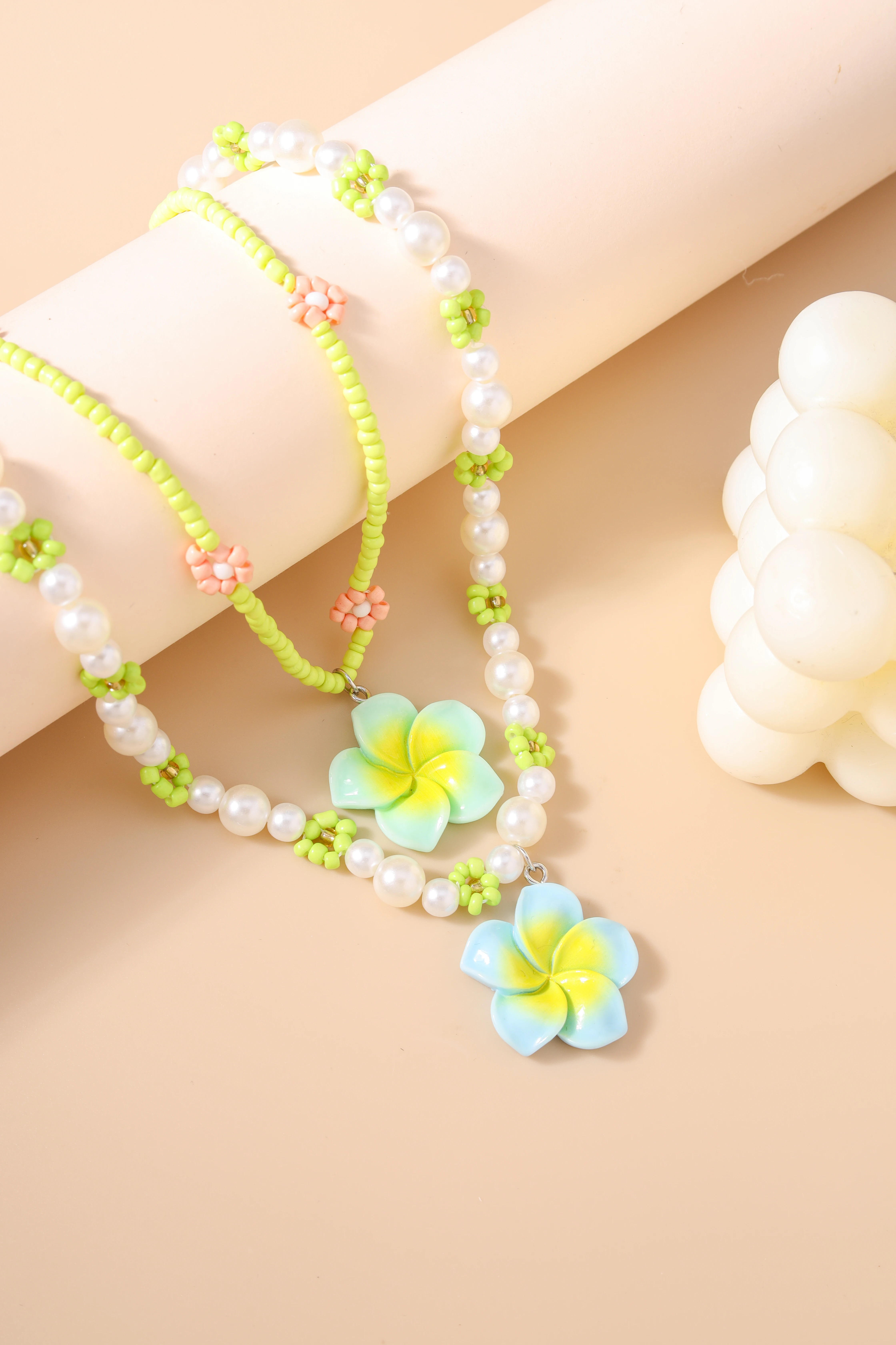 2-teiliges Set Modische Handgefertigte Perlenketten für Frauen, Blumenanhänger-Halsketten, Schmuckgeschenke für Mädchen, Party, Festival – Detail 13