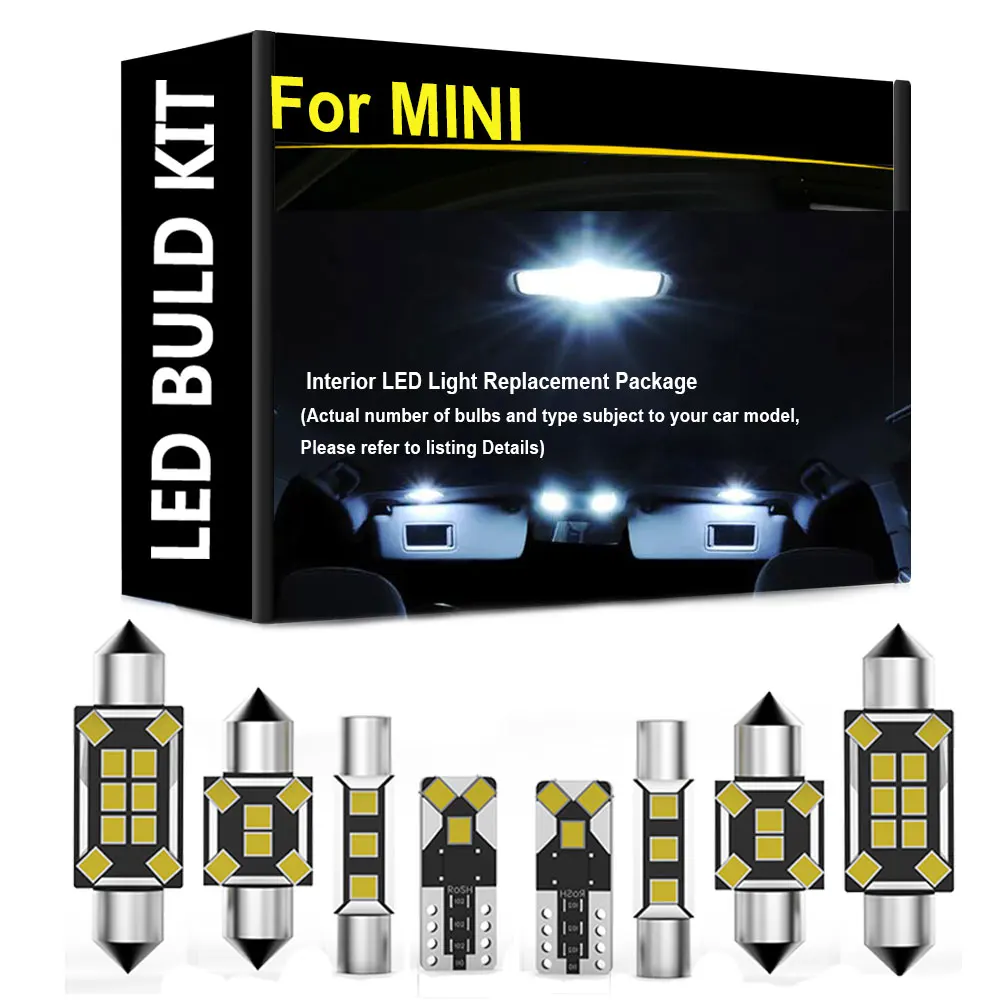 Für MINI Roadster Cooper Cabrio R59 R61 R58 F60 R60 F57 R57 R52 F54 R55 F55 F56 R56 R50 R53 Innenraum-LED-Beleuchtungsset für Karten- und Deckenleuchten