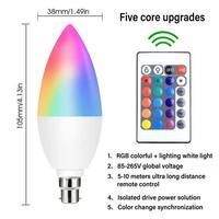 AUBESS LED Candle Bulb E14/E12/E26/E27/B22 Smart Indoor Neon Sign RGB Light Bulbs Remote Dimmable Tape Lamp Home Lighting