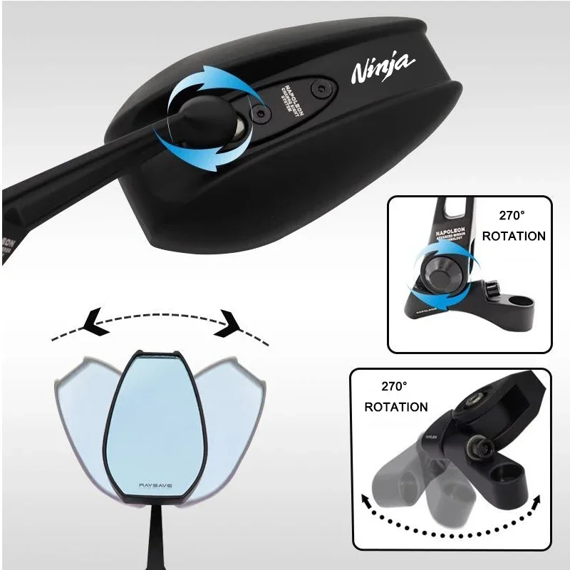 2 قطعة AOS4 دراجة نارية مرايا الرؤية الخلفية خفيفة الوزن قابل للتعديل لكاواساكي نينجا NINJA1000 400 NINJA250 600 H2 اكسسوارات