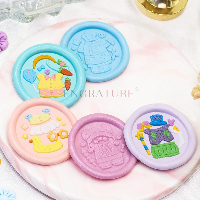 Conjunto de selo de cera de desenho animado, gatinho fofo, coelho, urso, troca de roupas, kit de cera de vedação antiga, presentes, scrapbooking decorativo