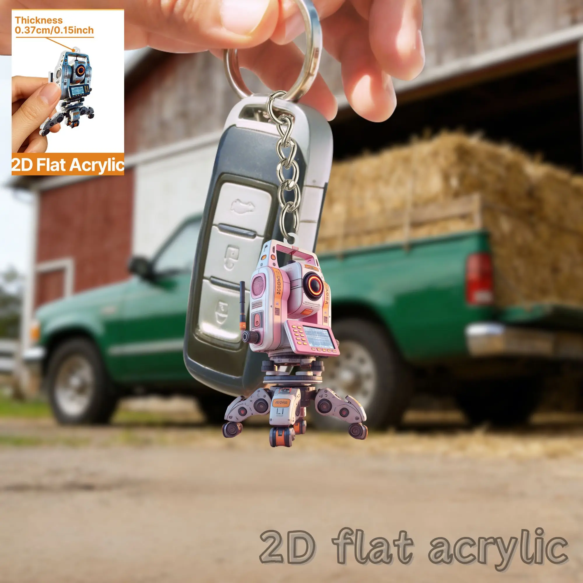 Cool Surveying Robot Keychain 3/6pcs 2D Acrylic Pendant Bag Accessory Perfect Gifts for Friends Party Favors Engineering Holiday