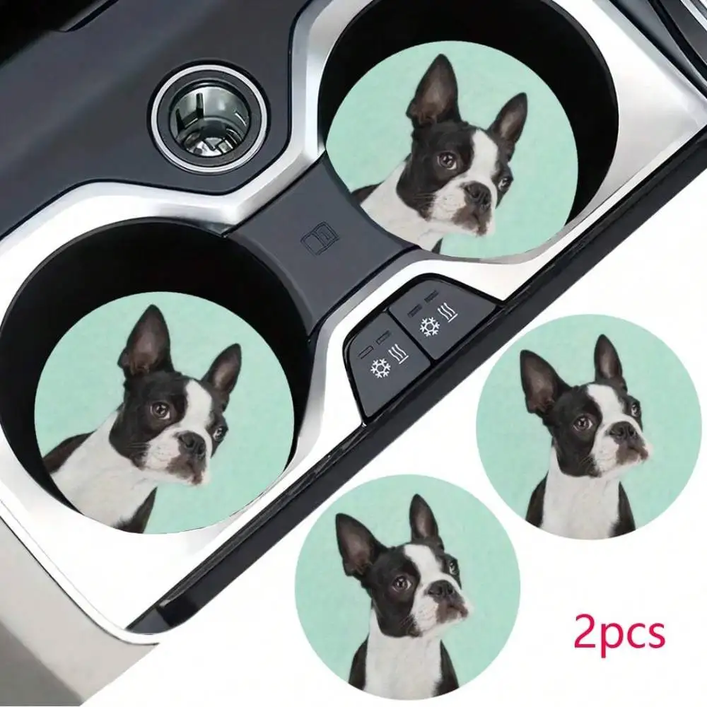 Cute Pattern Car Cup Coasters 2pcs Stylish & Durable Fast-Drying Non-Slip Car Cup Mats
